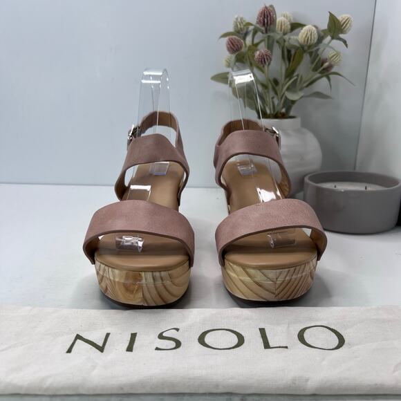 Nisolo All Day Open Toe Clog Platform Chunky Wood Heel Pink Women's 6.5 NWOB - Picture 3 of 11